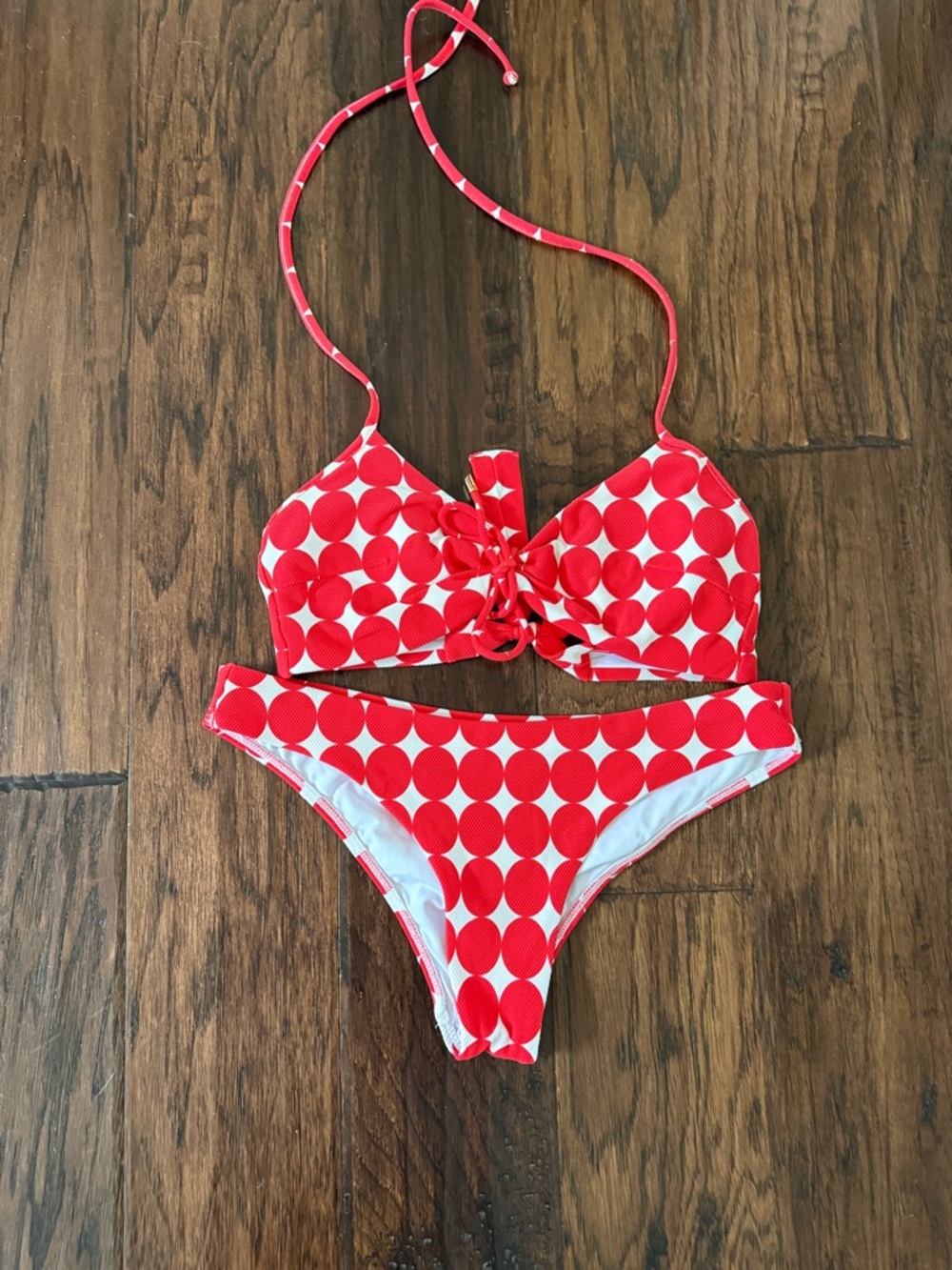 Red Polka Tie-Front Bikini Set - Women Swim Bikini